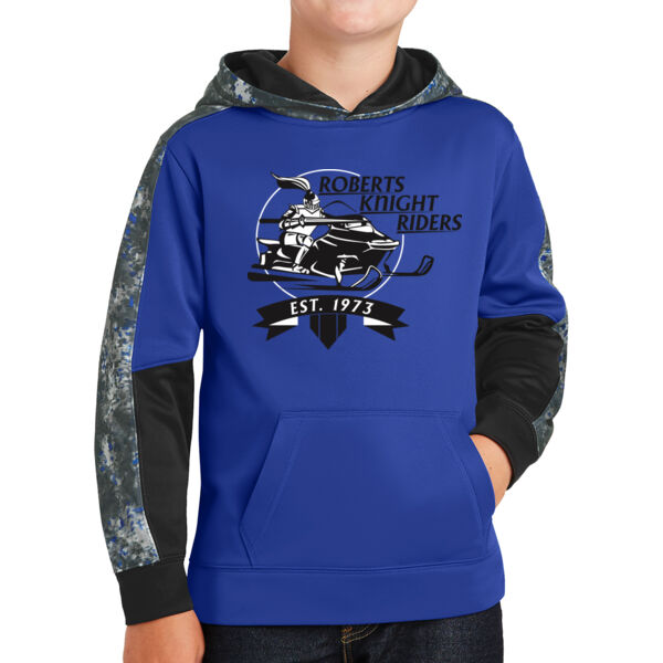Sport-Tek® Youth Sport-Wick® Mineral Freeze Fleece Colorblock Hoodie - Printed Logo Thumbnail