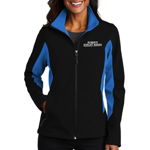 Port Authority® Ladies Core Colorblock Soft Shell Jacket - Embroidered Logo Thumbnail