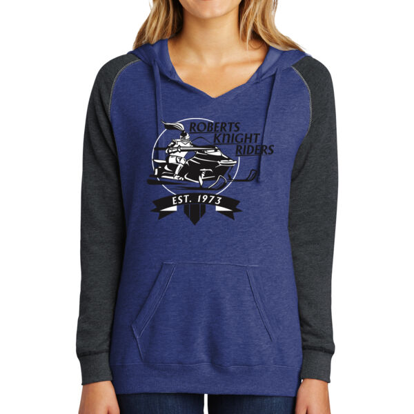 District ® Women’s Lightweight Fleece Raglan Hoodie - Printed Logo Thumbnail